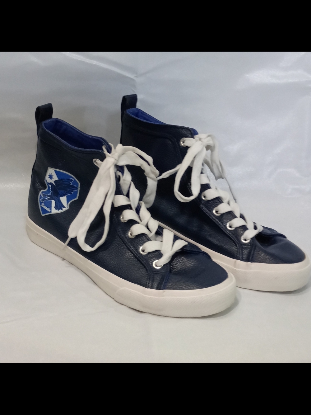 Harry Potter Ravenclaw Women's Navy High-Top Sneakers with White Sole and Laces